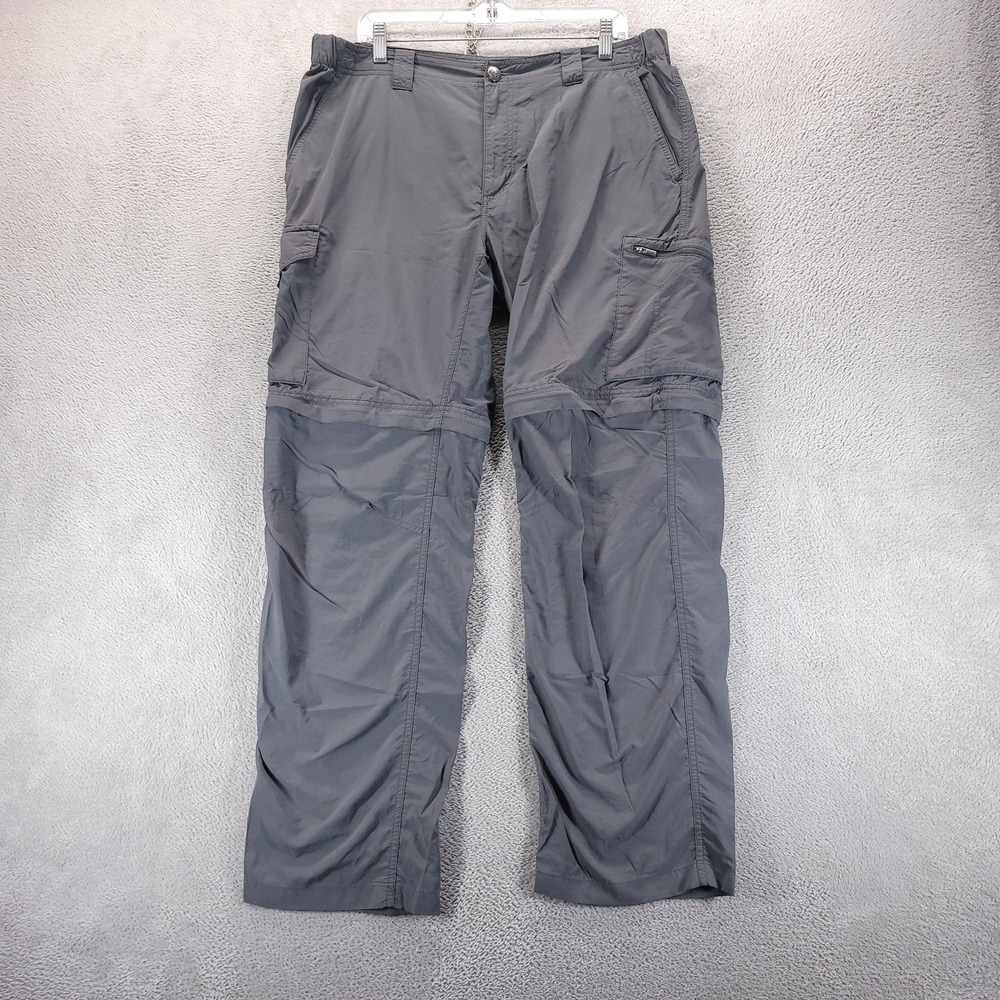 Columbia Pants Mens 38x32 Gray Omni Shade Convertible Hiking Cargo Outdoor